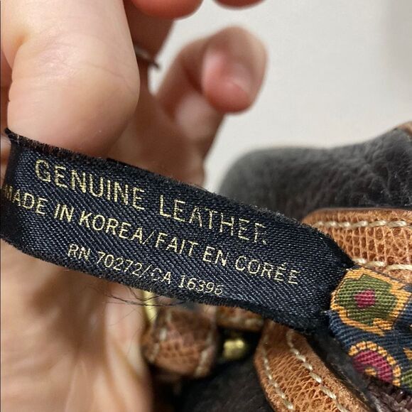 Vintage Liz Claiborne Black & Brown Leather Crossbody Bag Made in Korea‎ - Picture 5 of 16